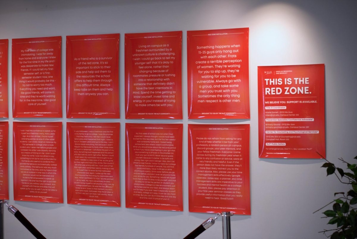 The Red Zone installation, located in the Campus Center gallery